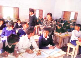 Students in a class of Government Higher Secondary School at Gadmirpur in Haridwar