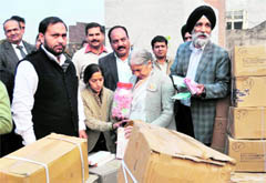 Punjab Health Minister Laxmikanta Chawla during the raid from an unlicenced store at Ludhiana on Sunday