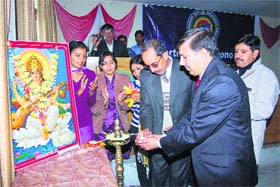 Chaudhary Devi Lal University registrar Manoj Siwach inaugurates the declamation contest organised by the Economics Department of the university in Sirsa