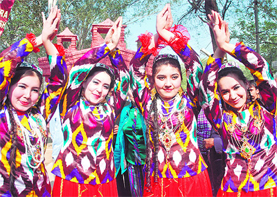Artistes from Uzbekistan in Faridabad on Monday.