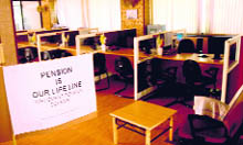 A deserted look of the public dealing office of the board in Chandigarh on Tuesday