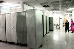 Temporary cabins constructed opposite the chief fire officers room, along which almirahs filled with old records