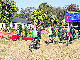A cycle expedition of the Territorial Army being flagged off at the Indian Military Academy, Dehradun, on Tuesday.
