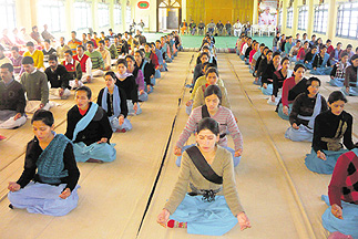 Teachers attend a yoga training camp organised by the Himachal education committee in Shimla on Tuesday.