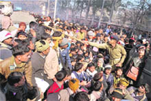 A huge rush during the ITBP recruitment drive in Bareilly on Tuesday.