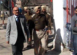 Anil Kaushik DGP (Prisons), Punjab, entering the Central Jail in Ferozepur) for inspection on Wednesday