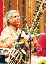 Pt. Debu Choudhary performs at the CSIO auditorium in Chandigarh on Wednesday.