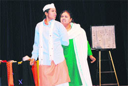 Artistes stage Firangiyan di Noonh at Randhawa auditorium in Chandigarh on Wednesday.