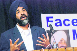 Former Finance Minister of Punjab Manpreet Singh Badal during an interaction at Panjab Universitys English auditorium.