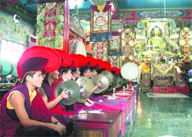 Monks at the Sakya monastary in Dehradun