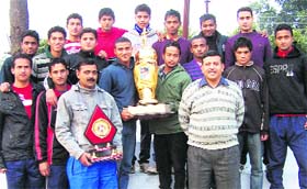 The Uttarakhand Police football team, which won the All-India Mohan Kumar Manglam Memorial Football Tournament at Indore recently, arrived in Dehradun