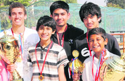 Jubilant players of DAV Model Senior Secondary School, Sector 15, in Chandigarh on Thursday. 