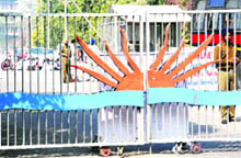 Gate No 2 of Panjab University that was locked by agitating students.