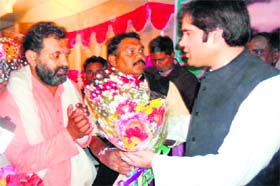 BJP national general secretary and Pilibhit MP Varun Gandhi being welcomed in Haridwar