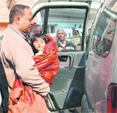 The body of 2-yr-old Ranveer being taken for a postmortem in Mohali on Friday.