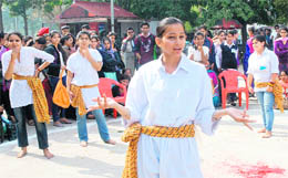 Students perform a street play Fire Birds during Tech Zeal 11 held at Government College for Girls, Sector 11, in Chandigarh on Friday. 