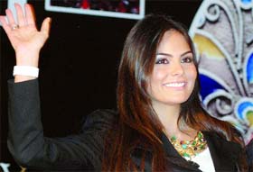 Miss Unniverse-2010, Ximena Navarrete of Mexico, at the Jewellery Summit in New Delhi on Friday.