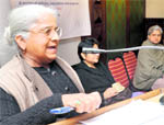 Chairperson of the State Womens Commission Sushila Baluni addresses a meeting in Dehradun on Friday