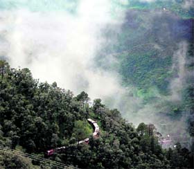 The railway track, developed by the British, is an engineering marvel in Shimla.