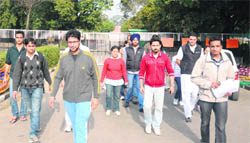 UBS students on their way to meet the Vice-Chancellor at Panjab University on Saturday