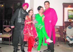 Arjun (in pink) at the Punjabi theme bash