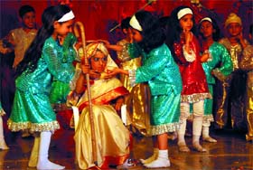 Students of the Bhoj Raj SS Jain Sabha Public School present a cultural item during the schools annual day function in Bathinda on Sunday.