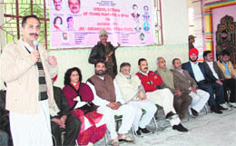Syed Mohammad Rafiq Shah(MLC) and state president of the Young Panthers speaks at a special session of the Young Panthers and Panthers Students Union in Jammu on Sunday. 
