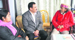 Leader of the Opposition Harak Singh Rawat in conversation with senior journalist Sudhir Thapliyal at his residence in Mussoorie on Monday.