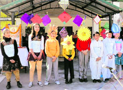 Students of Delhi Public School perform at the Basant Panchami celebrations in Dehradun on Tuesday