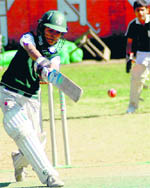 A batsman in action at the Junior Boys Council School Cricket Tournament in Dehradun on Tuesday
