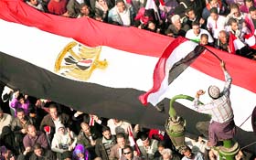 Anti-government supporters gather for the 15th consecutive day demanding the ouster of President Hosni Mubarak on Tuesday.