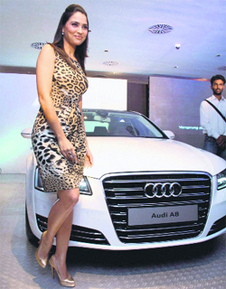 Actor Lara Dutta during the launch of Audi A8 in Mumbai on Wednesday. 