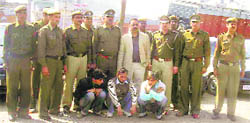 The three accused of stealing vehicles at the Bahadurgarh police station in Jhajjar district