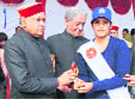 CM PK Dhumal at a prize distribution function in Dera Parol on Friday