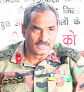Brig Vinod Raizada, Deputy Director-General, Recruitment, (Punjab and J&K), addresses mediapersons in Jammu