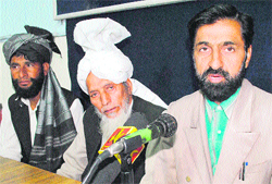 Choudhary Mohammed Akbar, chairman of the J&K Bakerwal United Front, addresses mediapersons in Jammu