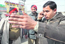 Naresh Kumar, who was robbed of Rs 5 lakh, in Ludhiana on Friday.