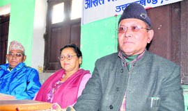 Capt JB Karki, president, Akhil Bharatiya Rashtriya Gorkha Morcha Party, addresses a press conference in Dehradun on Saturday.