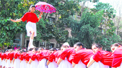 Students of Guru Nanak Girls College, Model Town, Ludhiana, participate in the annual sports meet of the school