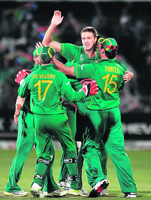 the fighters: The South African bowling looks formidable, with the likes of Morne Morkel (centre) and Dale Steyn part of the squad