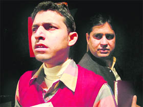 A scene from the play Diary Kuse Lok Naath Di presented by Natrang in Jammu