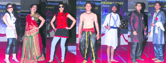 Students participate in a fashion show organised during VERVE 11 held at JCD Vidyapeeth in Sirsa. 