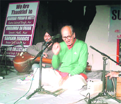 Ramesh Kapoor performs during the Classical Music Festival at Virsa Vihar in Amritsar. 