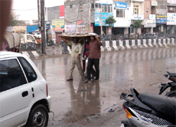Rain and hailstorm hit Bathinda on Tuesday afternoon making the weather pleasant.