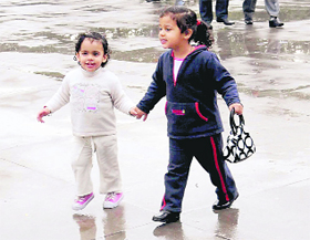 Sibling revelry: Little girls enjoy an outing to the Sector 17 market on a pleasant evening after showers in Chandigarh on Tuesday.