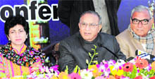 Petroleum and Natural Gas Minister Jaipal Reddy with Union Minister Kumari Selja and Chief Minister Bhupinder Singh Hooda during the inauguration of the Naphtha Cracker plant in Panipat on Tuesday