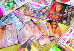 Polluting Innocents: Porn CDs on display for sale in a market in Ludhiana.