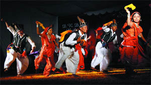 Artistes from Gujarat regale visitors at the ongoing SARAS mela at the Government Rajindra College in Bathinda on Wednesday evening.