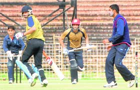A match in progress between Punjab and Services in the Vijay Hajare Cricket Tournament at cricket stadium in Sector 16, Chandigarh