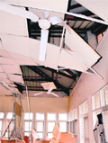 Collapsed ceiling of the library building. 
